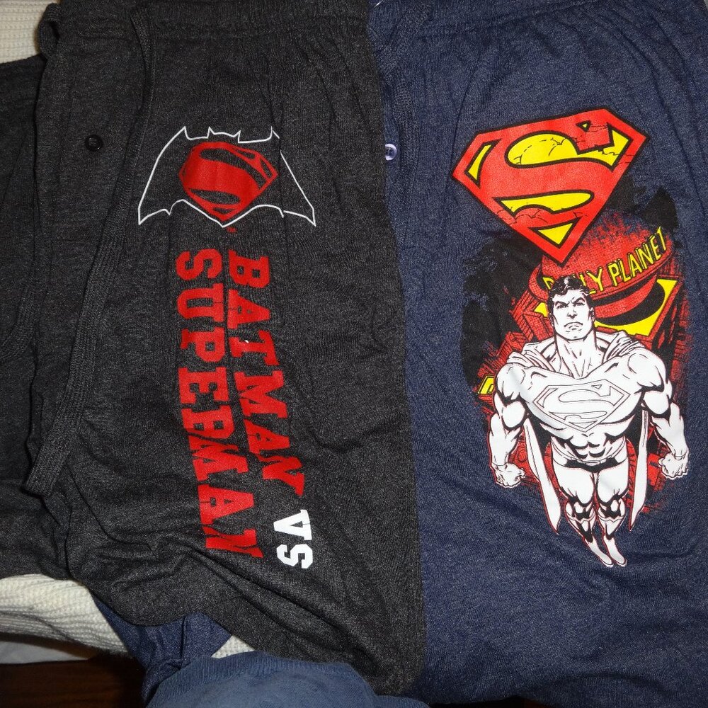 LOT OF 2 SUPERMAN PAJAMA LOUNGE PANTS SIZE MEDIUM NWT